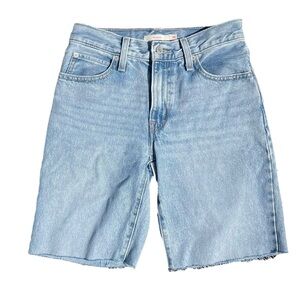 Levi’s ‘94 baggy jean shorts jorts bermudas altered cut raw hem blue rigid 24